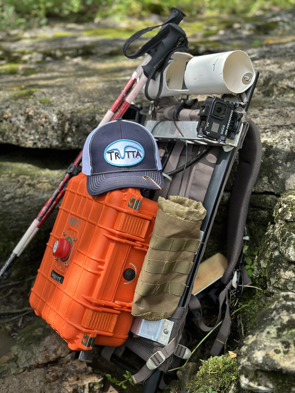 Close up of the High Definition Stream Survey backpack.