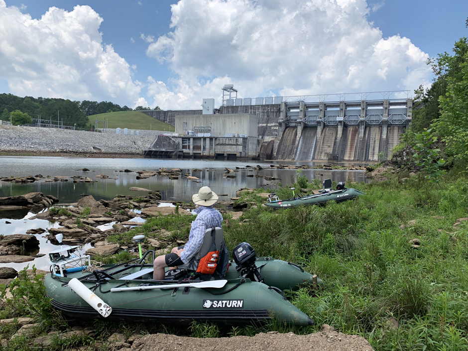 Trutta employee waiting for power generation at Harris dam on the Tallapoosa River, AL.