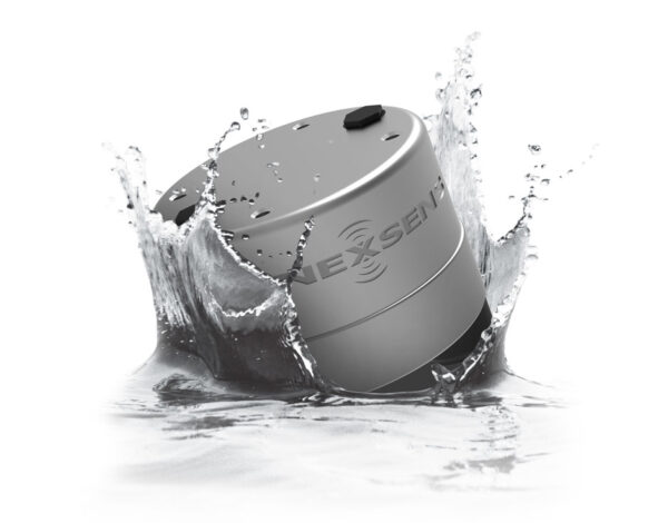 Image of the NexSens X3 data logger splashing into water.