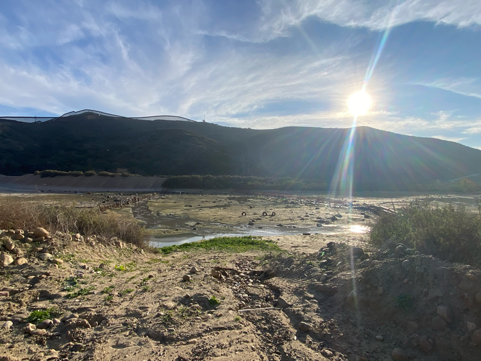 View of Tijuana River at the US-Mexico border.