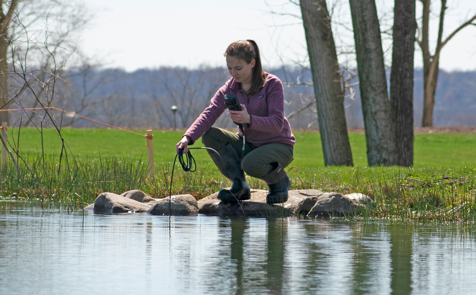 Environmental scientist, Emily Holliday, uses the YSI ProDSS at the Fondriest Center for Environmental Studies